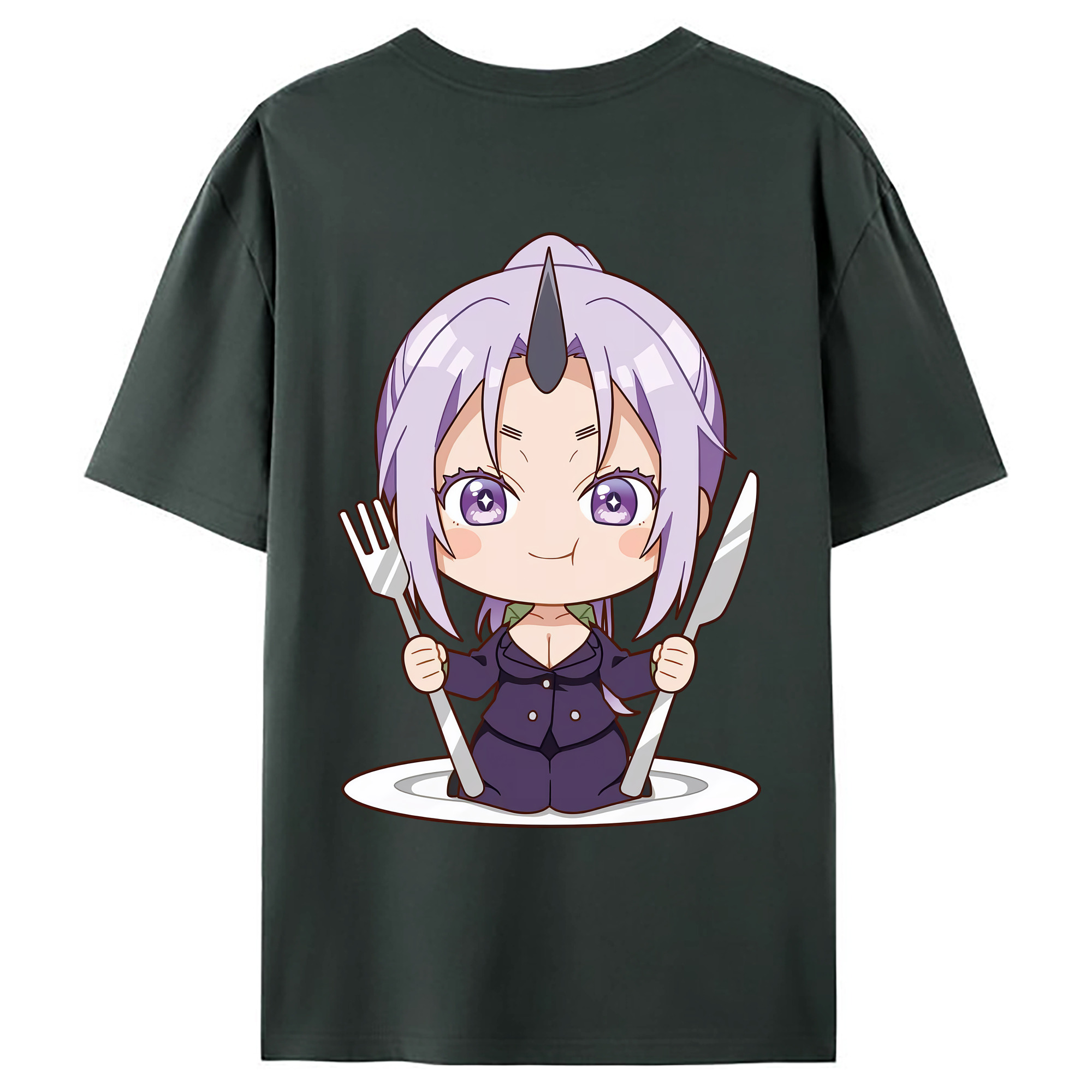 （画像用） 転スラ Regarding Reincarnated to Slime 綿100％ メンズ半袖Tシャツ（バックプリント） 通気性